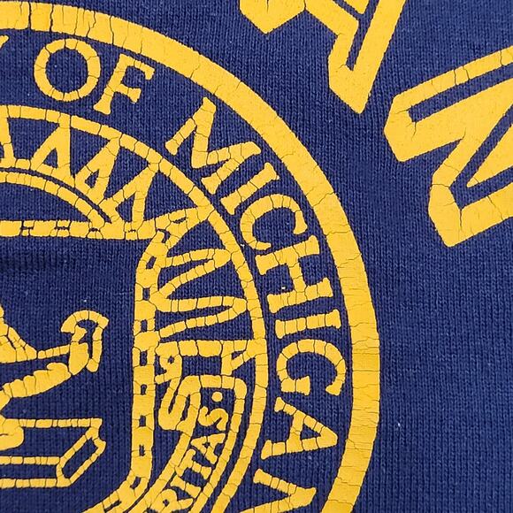 Vintage University-of Michigan Sweatshirt L/XL 23x25 Blue - Picture 10 of 13